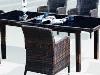 Плетеный стол MYKONOS раздвижной 210 см темный