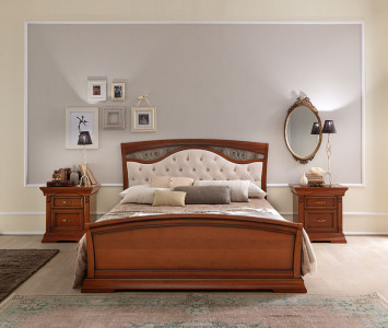 Кровать, мягкое изголовье с ковкой и изножьем Palazzo Ducale Ciliegio